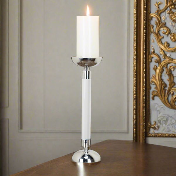 Chrome Pillar Candle Holder 35cm