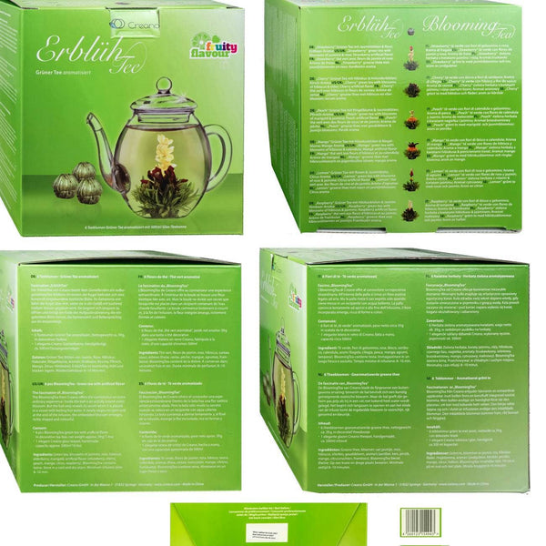 Creano tea flowers mix - gift set blooming tea with glass jug