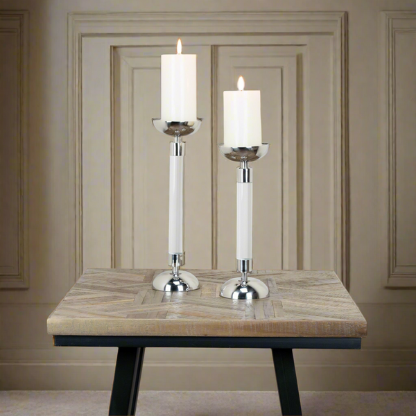 Chrome and Acrylic Pillar Candle Holder 30cm