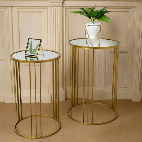 Accent Table Gold with a mirror Top Set of 2