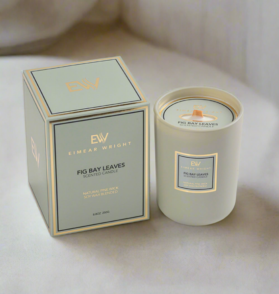 FIG BAY LEAVES SCENTED CANDLE 8.8oz 250g by Eimear Wright Candles 50 hour burn time