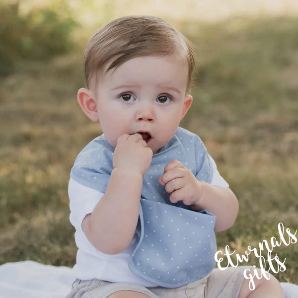 Organic Baby Bib Forever Blue Dotty by Summerville Organics