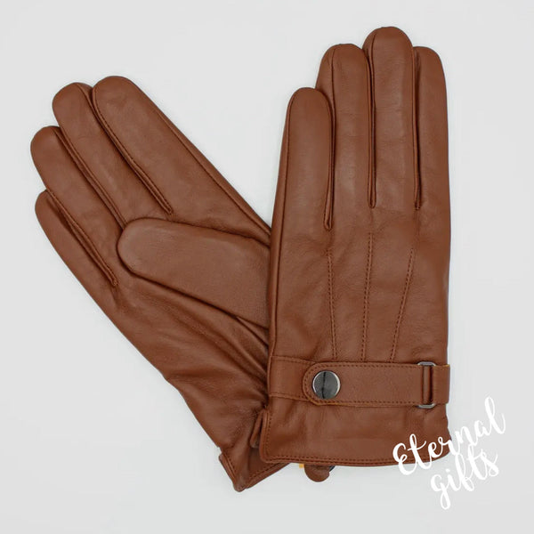 The Paris Brown Leather Man's Glove (Fur Lined)