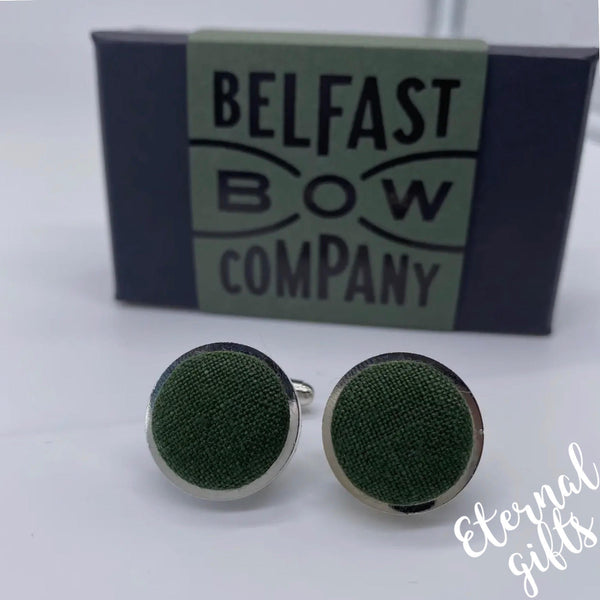 Irish Linen Cufflinks in Brunswick Green
