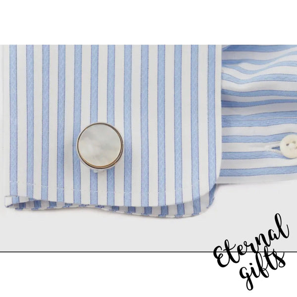 Classic Tuxedo Cufflinks Studs with Mother of Pearl Silver By Cuff Daddy