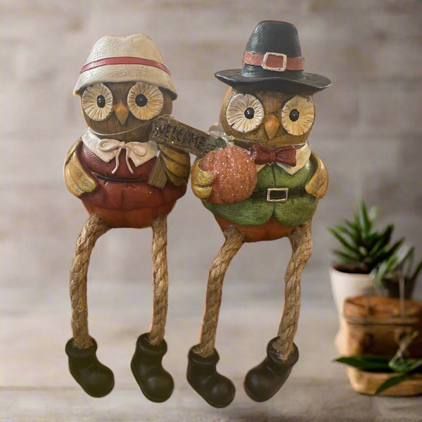 Pair of Owl Shelf Sitters (19cm)