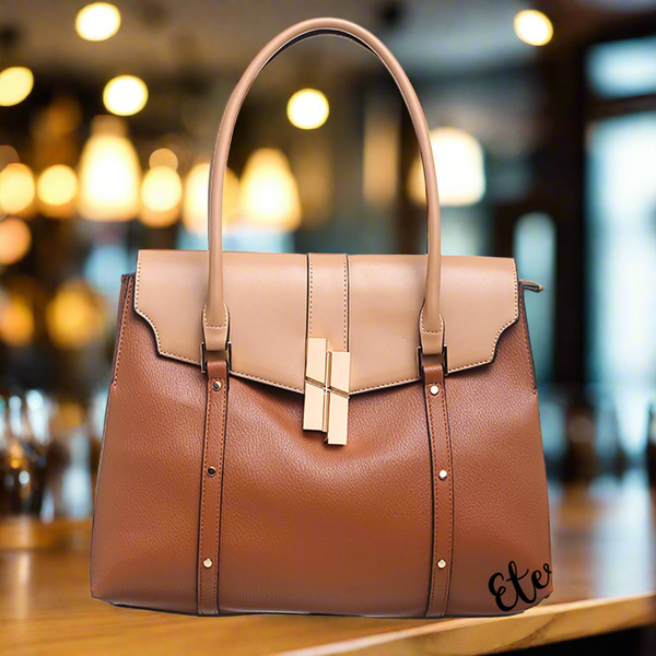 The Bernadette Handbag in Tan and Cream