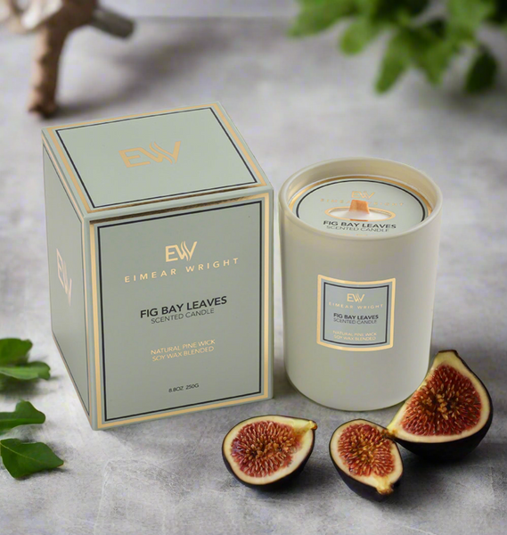 FIG BAY LEAVES SCENTED CANDLE 8.8oz 250g by Eimear Wright Candles 50 hour burn time