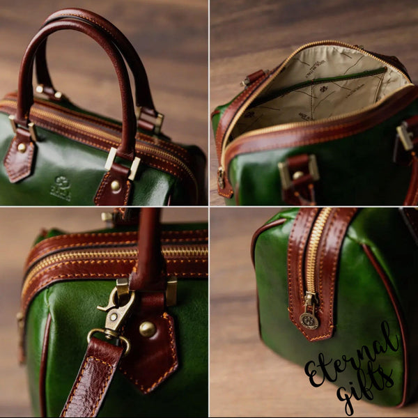 Little Dorrit Womens Leather Handbag, Shoulder Bag in Green  - Time Resistance