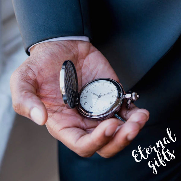 Gold Frame Gunmetal Pocket watch & Fob