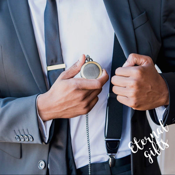 Gold Frame Gunmetal Pocket watch & Fob