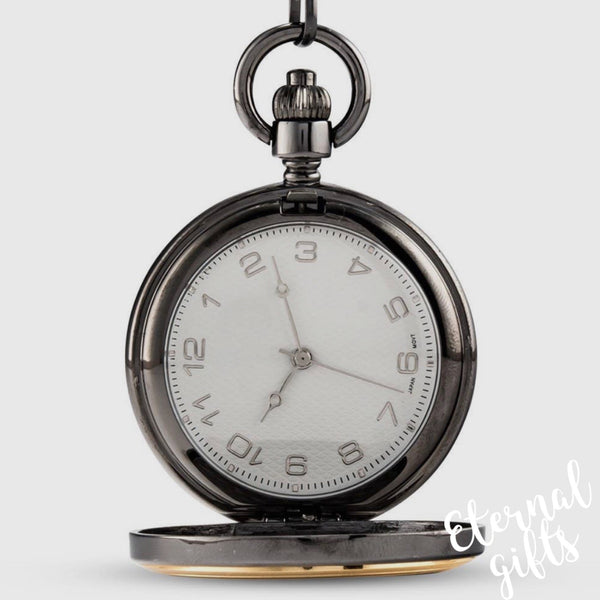 Gold Frame Gunmetal Pocket watch & Fob
