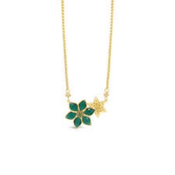 Gold and Emerald Floral Necklace by Absolute Jewellery