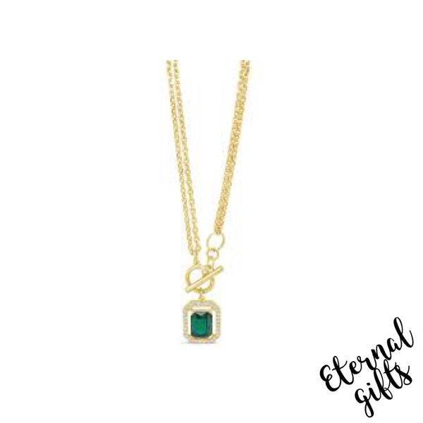 2 Way Gold and Emerald Necklace by Absolute Jewellery (18” or 36”)