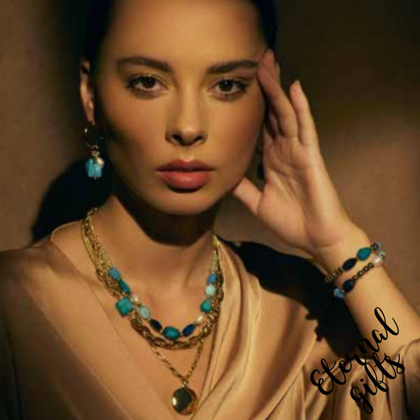 Turquoise Beaded Double Layer Bracelet by Absolute Jewellery