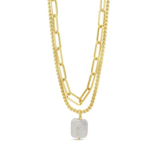 Double Strand Freshwater Pearl Gold Necklace by Absolute Jewellery
