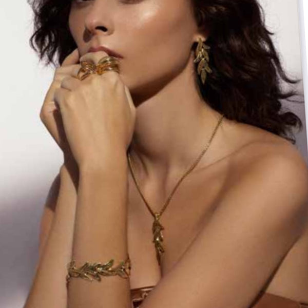 Chunky Leaf Bracelet in Gold by Absolute Jewellery