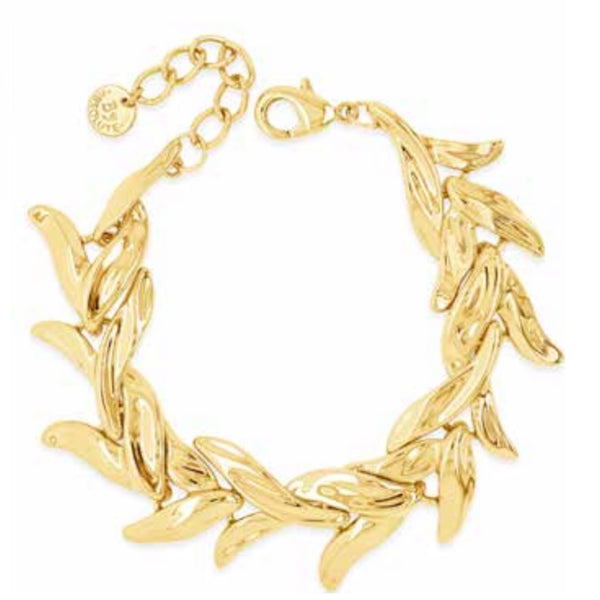 Chunky Leaf Bracelet in Gold by Absolute Jewellery