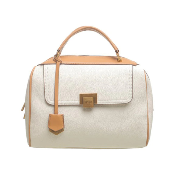 The Bonny Handbag In Cream & Tan by Bessie