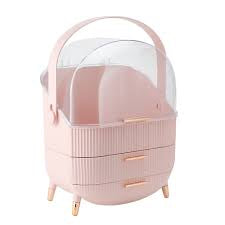 Cosmetics Storage Box 2 Drawer Pink