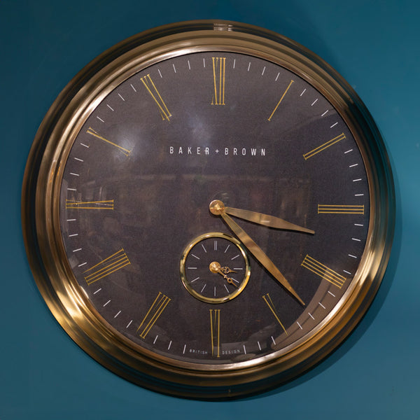 Baker & Brown Clock Black/Brass 49cm