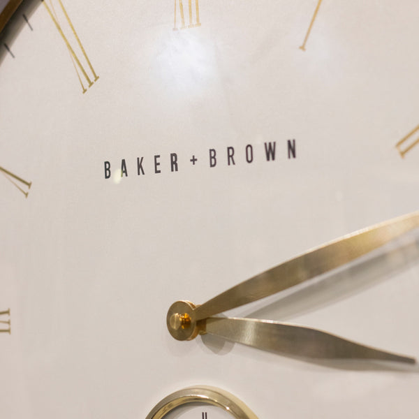 Barker & Brown Clock White/Brass 49cm