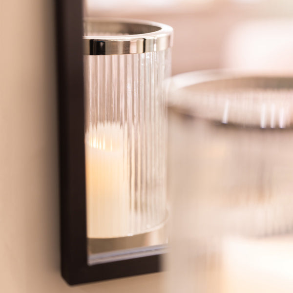 The Veda Hurricane Candle Holder in Chrome 26cm Medium
