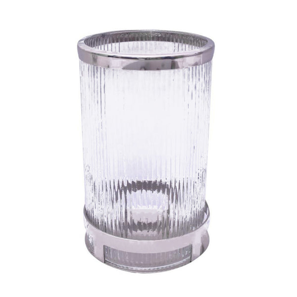The Veda Hurricane Candle Holder in Chrome 30cm Large