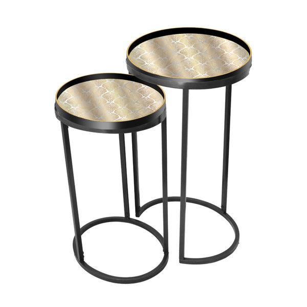 Bruna S/2 Tray Tables Black Gold