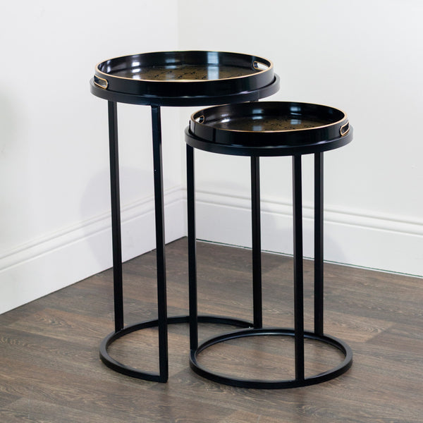 Bruna S/2 Tray Tables Black Gold