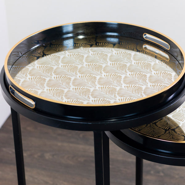 Bruna S/2 Tray Tables Black Gold