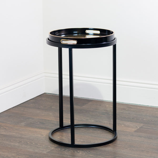 Bruna S/2 Tray Tables Black Gold