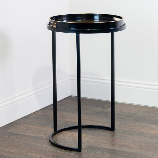 Bruna S/2 Tray Tables Black Gold