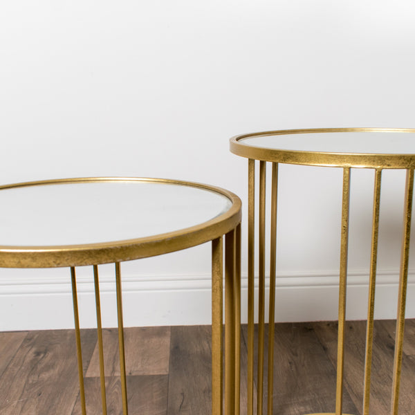 Accent Table Gold with a mirror Top Set of 2