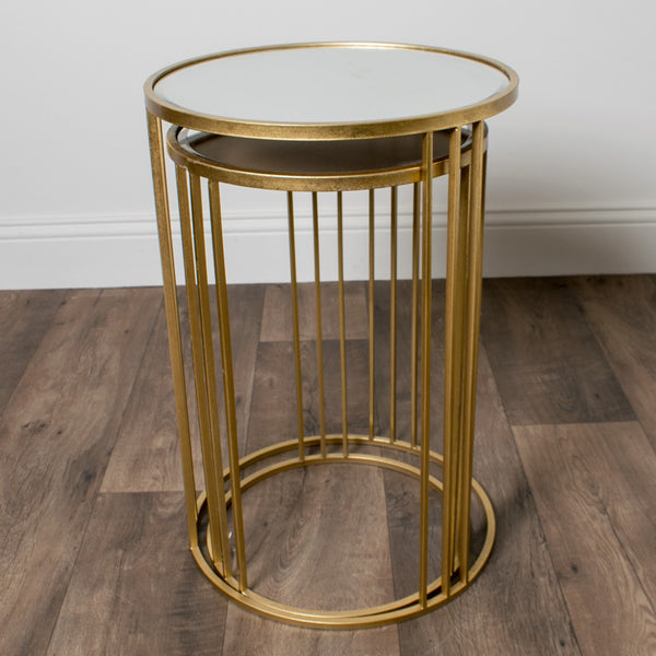 Accent Table Gold with a mirror Top Set of 2