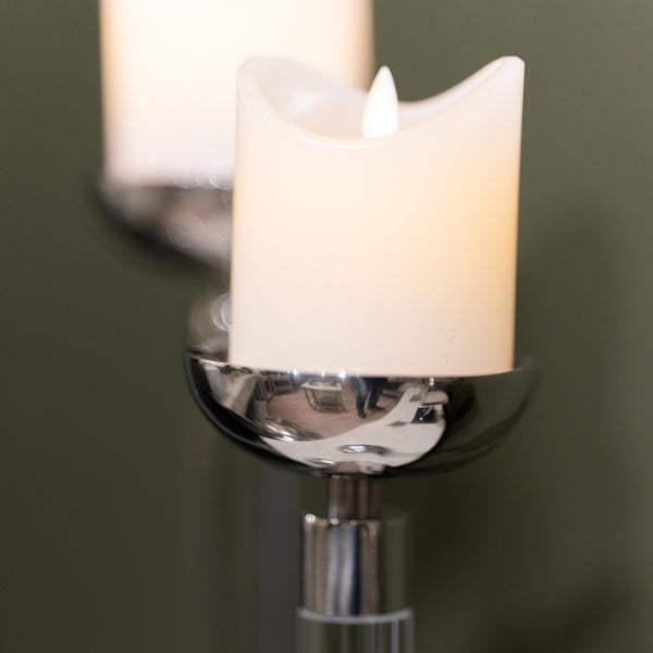 Chrome and Acrylic Pillar Candle Holder 30cm