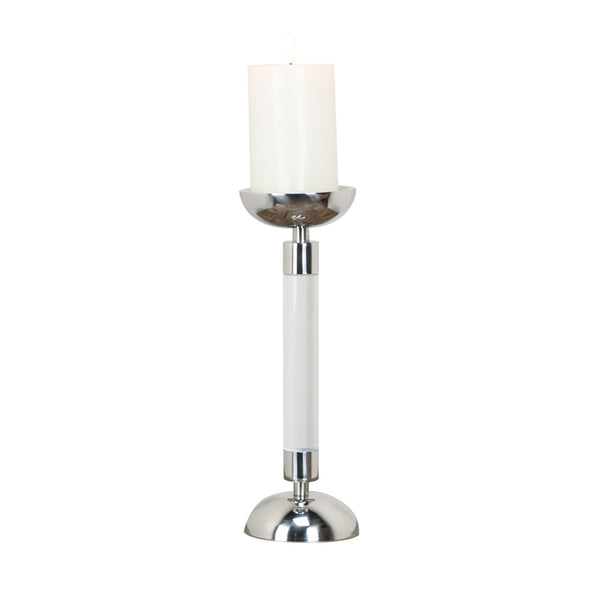 Chrome and Acrylic Pillar Candle Holder 30cm