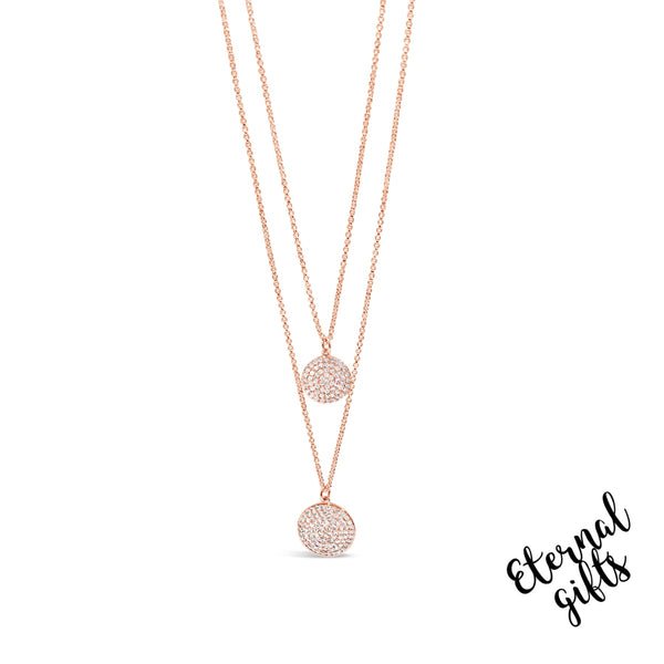 Layered 2 Pendant Rose Gold Necklace by Jewel Absolute Jewellery