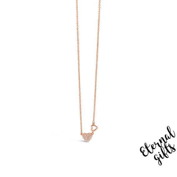 Connected Hearts Necklace in Rose Gold by Jewel Absolute Jewellery