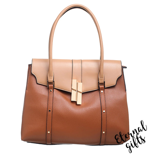The Bernadette Handbag in Tan and Cream