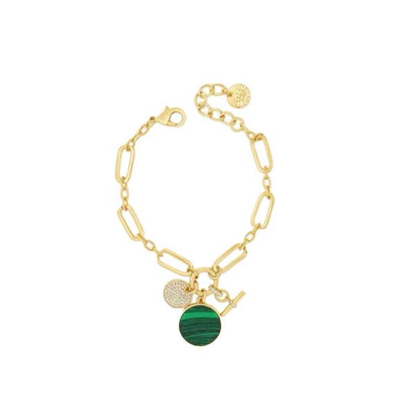 Gold and Emerald pendant bracelet by Absolute Jewellery