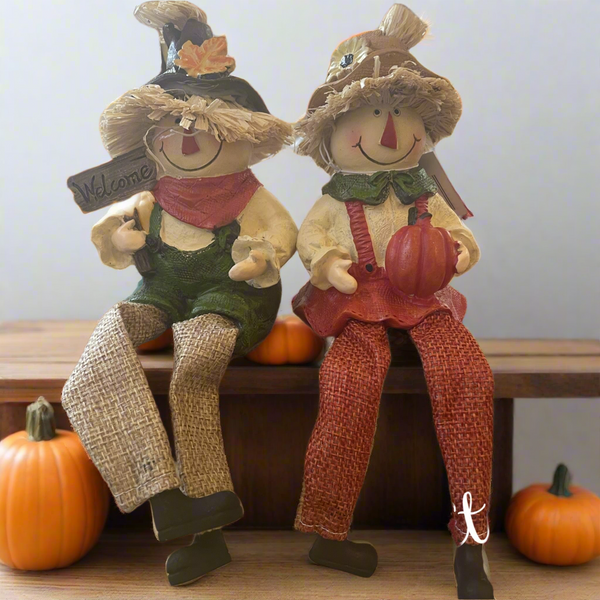 Pair of Scarecrow Shelf Sitters (12cm )