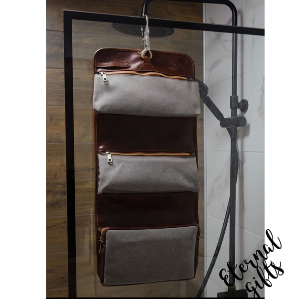 Leather Hanging Wash Bag / Toiletry Bag by Tim Resistance