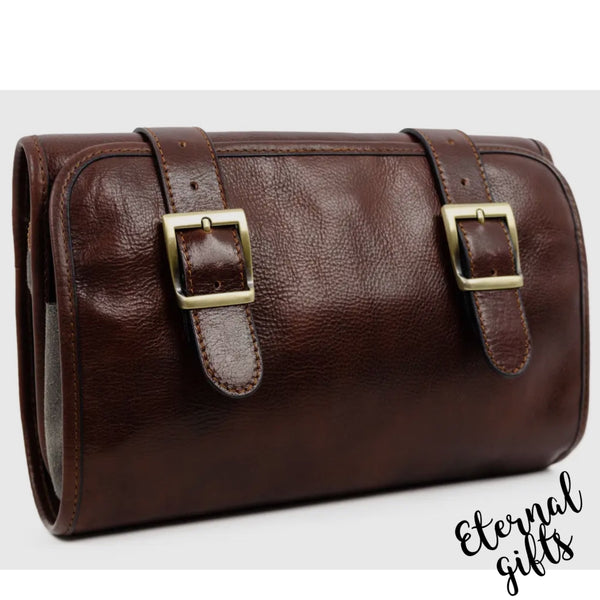 Leather Hanging Wash Bag / Toiletry Bag by Tim Resistance