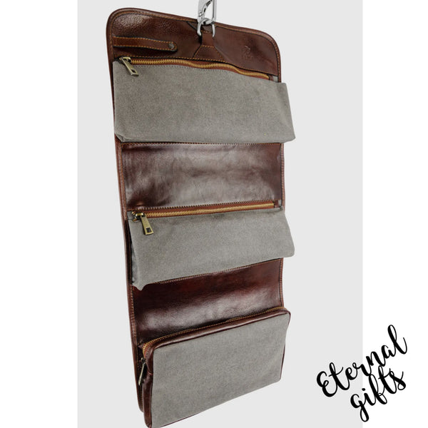 Leather Hanging Wash Bag / Toiletry Bag by Tim Resistance