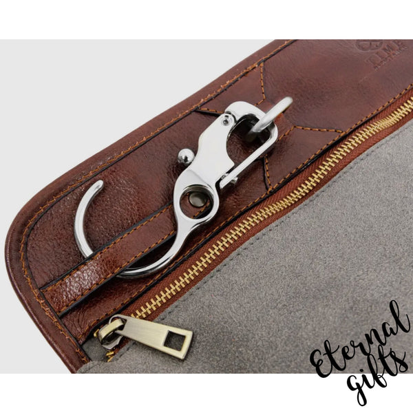 Leather Hanging Wash Bag / Toiletry Bag by Tim Resistance
