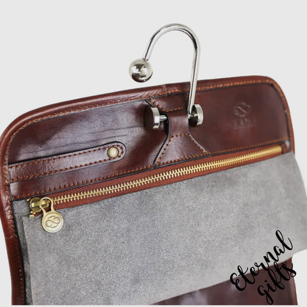 Leather Hanging Wash Bag / Toiletry Bag by Tim Resistance