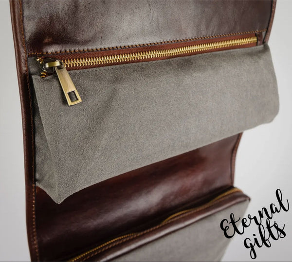 Leather Hanging Wash Bag / Toiletry Bag by Tim Resistance