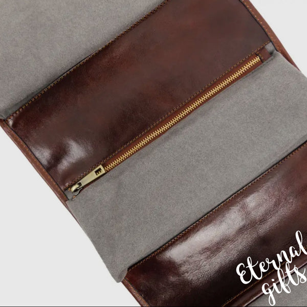 Leather Hanging Wash Bag / Toiletry Bag by Tim Resistance