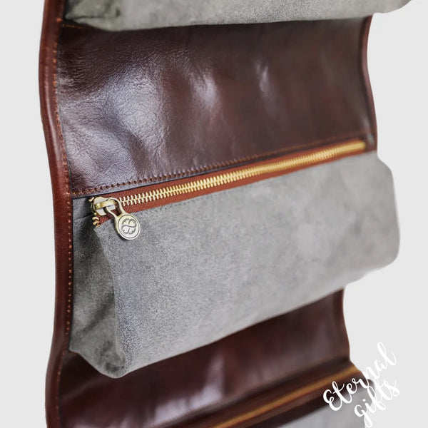 Leather Hanging Wash Bag / Toiletry Bag by Tim Resistance